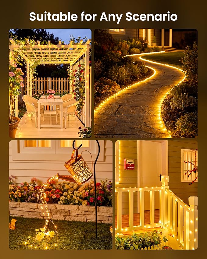 Minetom 2 Pack Solar Fairy Lights, Total 66Ft 200 LED Solar String Lights - Image 6