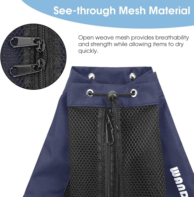 WANDF Swim Bag Mesh Drawstring Backpack Beach Backpack - Image 5