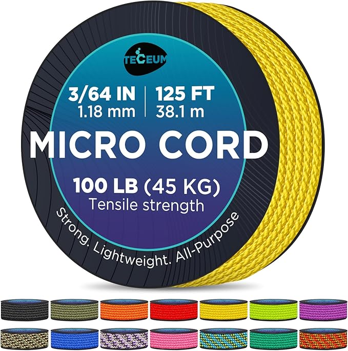 TECEUM Micro Paracord – 1.18 mm X 125 ft – Micro Utility Cord – Thin Braided by TECEUM