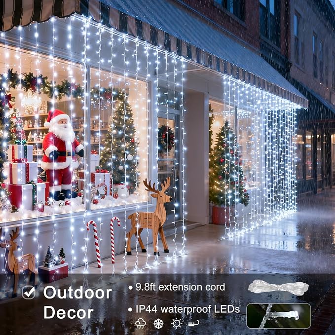 JMEXSUSS 9.5x29.5ft Curtain Lights Indoor Outdoor Decor - Image 3