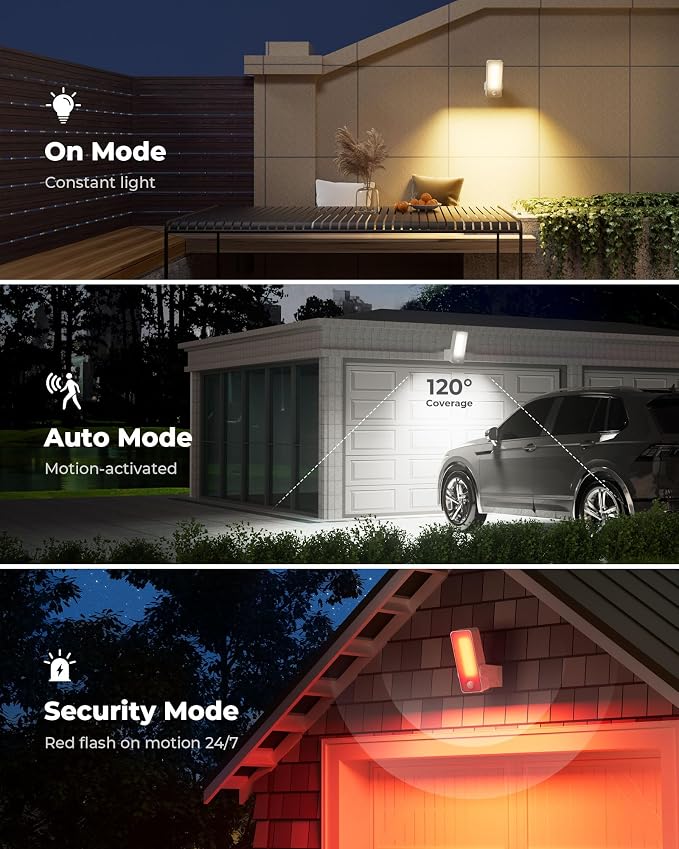 2 Pack Motion Sensor Outdoor Lights, 10000mAh Rechargeable 600 Lumen Battery - Image 5