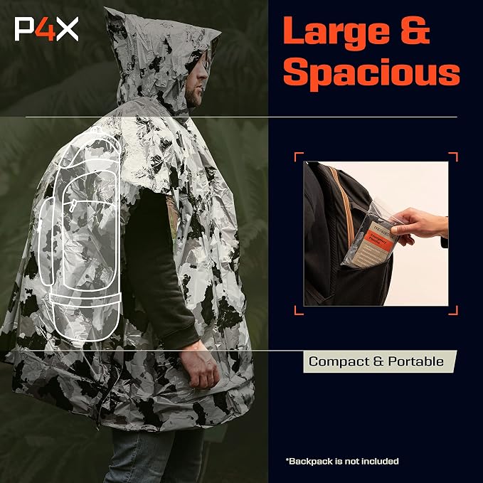 PREPARED4X Emergency Mylar Poncho – Survival Rain Poncho - Image 7