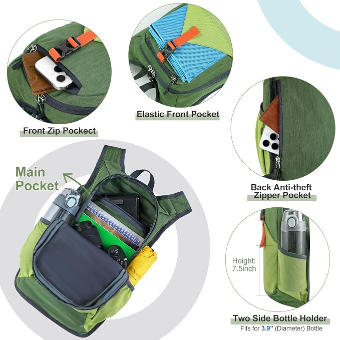 FIORETTO 20L Hiking Backpack for Women Men Mini Packable Backpack Lightweight - Image 4
