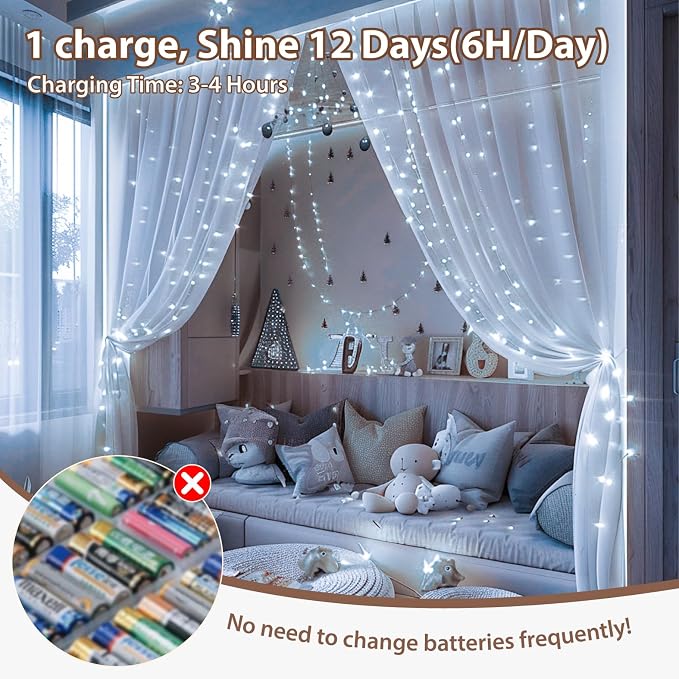 HXWEIYE Rechargeable Fairy Lights - Image 3