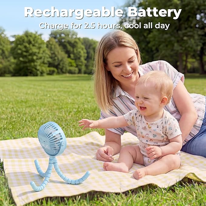 AMACOOL Battery Operated Stroller Fan, Baby Travel Essentials - Image 4