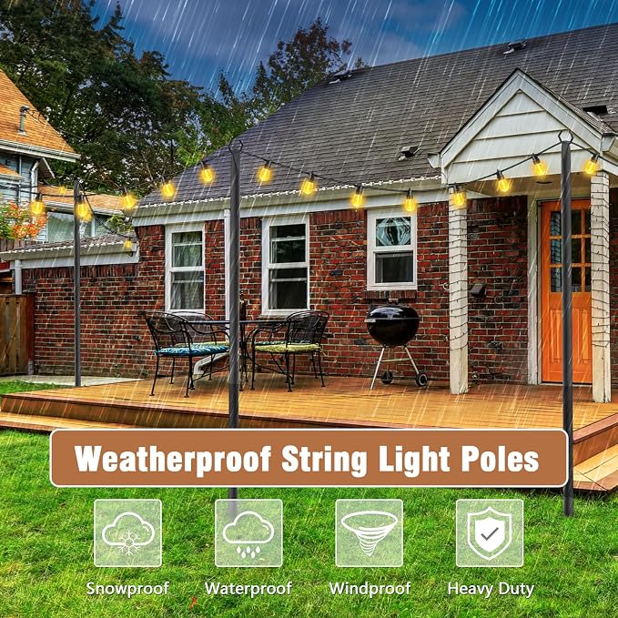 NUERPO 7 Pack String Light Poles, Metal Poles - Image 5