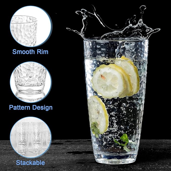 6 Pcs Plastic Drinking Tumblers Set of 18 oz, Acrylic Drinking Glasses - Image 4