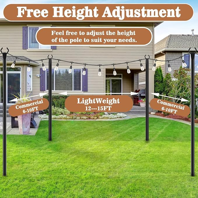 NUERPO 2 Pack String Light Poles, Metal Poles - Image 6