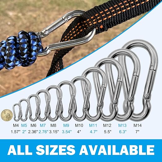 304 Stainless Steel Carabiners -4.7 inch Heavy Duty, Durable & Rust-Free Clips - Image 6