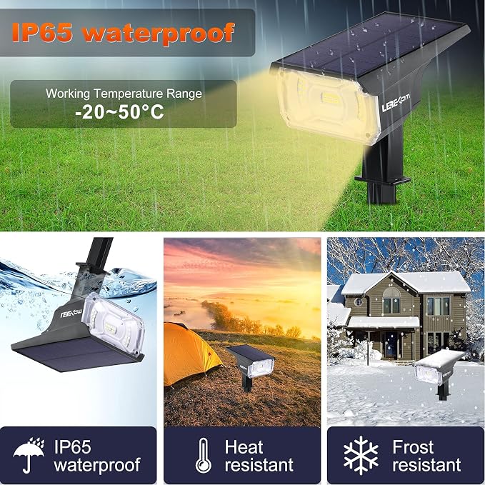 LEREKAM 40 LEDs Spotlights, IP65 Waterproof Solar Powered Landscape Spotlights - Image 2