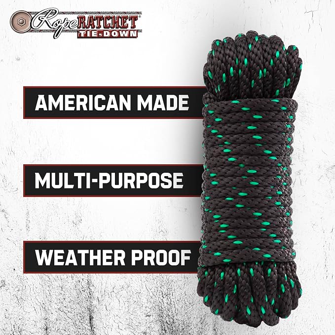 Rope Ratchet 1/2" 50 ft Braided Polypropylene Utility Cord, Weather Resistant - Image 3