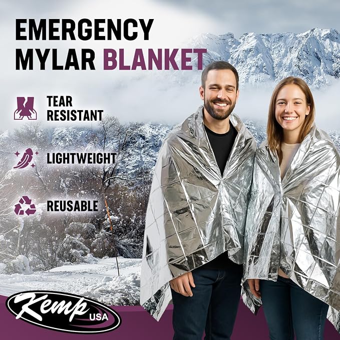 Kemp USA Emergency Mylar Blanket Pack of 25 Lightweight Thermal Reflective - Image 2