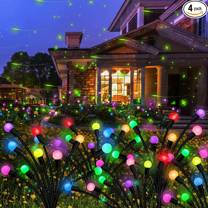 Kohlrabi Solar Garden Lights Outdoor, 4 Pack 32 LED Solar Firefly Lights by KohlrabiDecor