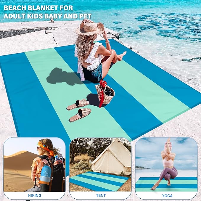 Famstar Beach Blanket Oversized Extra Large 10'X 9', Waterproof Sandproof Beach - Image 3