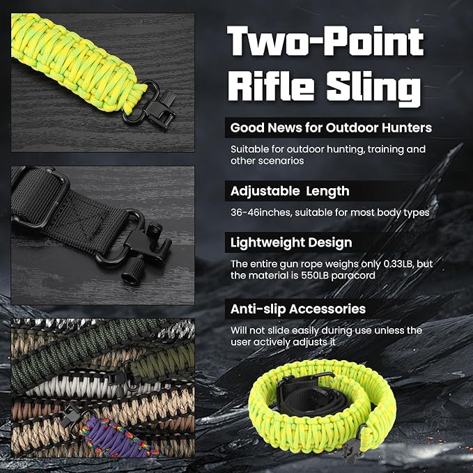 Double Braide 550LB Shotgun Sling 2 Point Paracord Rifle Sling, Non-Slip - Image 4