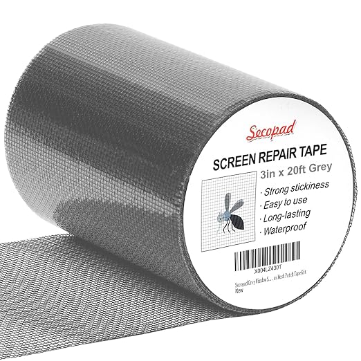 Secopad Grey Window Screen Repair Tape, 3IN X 20FT Screen Repair Kit by Secopad