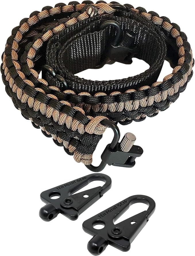Extra Wide Gun Sling Paracord 550 Adjustable w/Swivels by Ten+Point+Gear