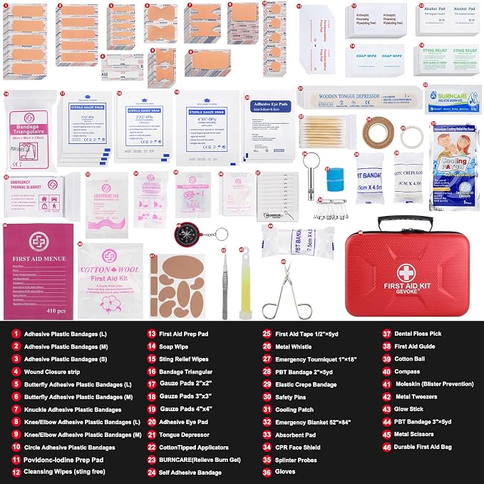 Gevoke 410 Piece Waterproof Hard Shell First Aid Kit - Image 2