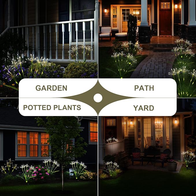 Solar Garden Lights Outdoor: Waterproof 2-Pack DIY Decorative Firework Lights - Image 6