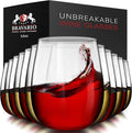 Bravario Unbreakable Stemless Plastic Wine Glasses | Reusable | Shatterproof by Bravario