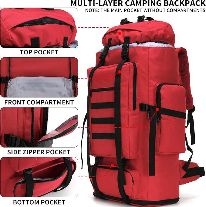 Hiking Backpack for Men 70L/100L Camping Backpack Military Rucksack Molle 3 - Image 3