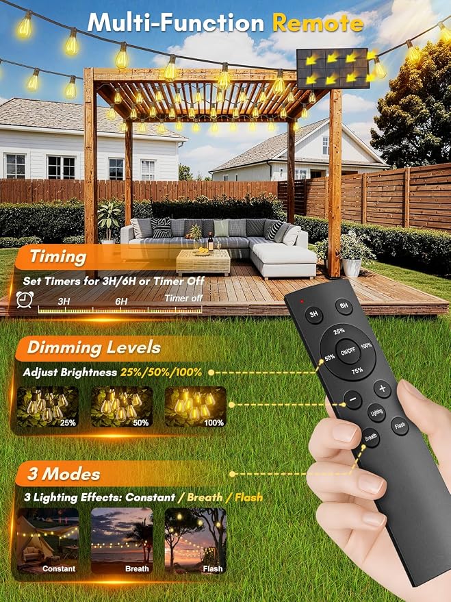30FT Solar String Lights Outdoor Waterproof, 10+1 LED Solar Powered Lights - Image 3
