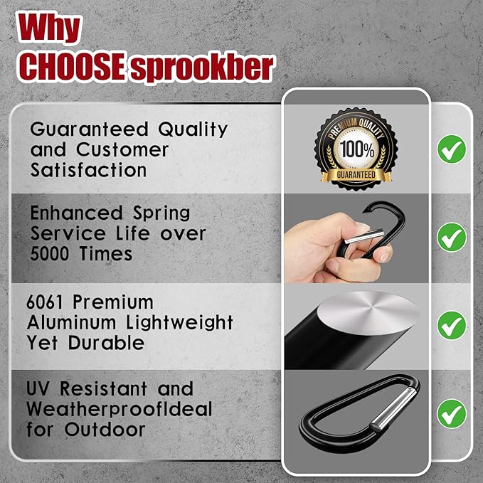sprookber 4" & 5" Extra Large Aluminum Carabiner D Ring, Caribeener Clips - Image 6