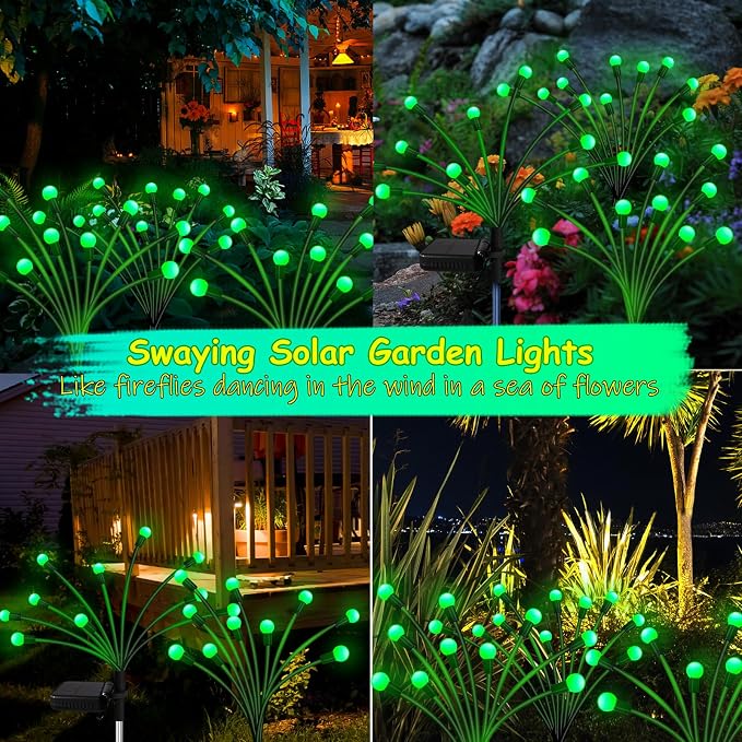 Kohlrabi Solar St Patricks Day Lights Outdoor, 4 Pack 32 LED Solar Green - Image 5
