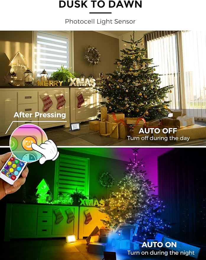L LOHAS LED RGB LED Flood Light Outdoor, 25W DIY Color Changing Party Lights - Image 2