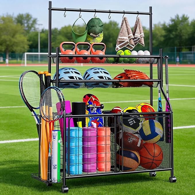 Large Sports Organizer for Garage, Ball Storage Rack Garage Sports Equipment - Image 8