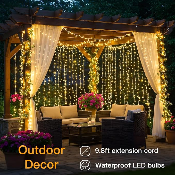 suddus Curtain Lights for Bedroom, 200 Led Hanging String Light Outdoor - Image 9