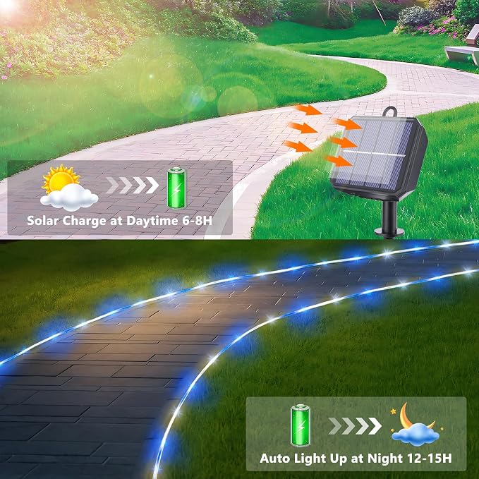 Solar Rope Lights, 2 Packs Total 132ft 400LED Solar String Lights, 8 Modes - Image 4