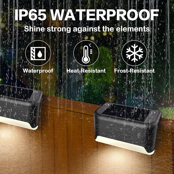 BKBB PPBB Solar Deck Lights Outdoor, Waterproof LED Solar Lights - Image 6