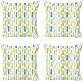 Ambesonne Pineapple Decorative Throw Pillow Case Pack of 4, Tropical Pattern of by Ambesonne