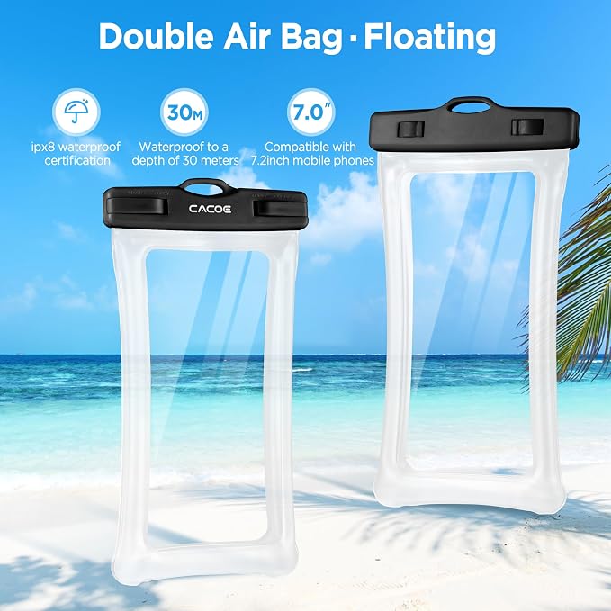 CACOE Floating Universal Waterproof Phone case 2 Pcs-Up to 7.0", Phone Pouch - Image 3