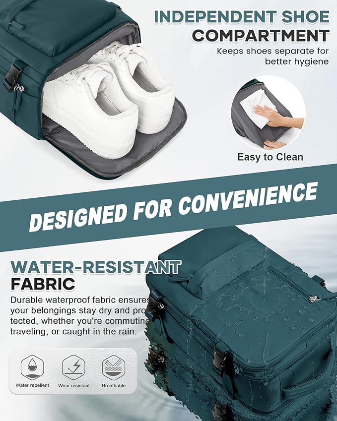 WONHOX Large Travel Backpack Carry on Flight Approved Laptop Work Business - Image 3