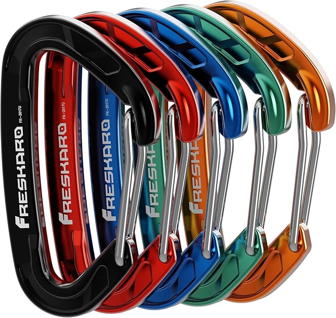FresKaro 5pcs Nano Carabiner Clips, 8kN 1798lbs, Small Sturdy, Reliable by FresKaro