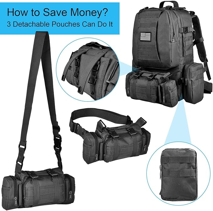 CVLIFE Tactical Backpack Military Army Rucksack 60L Large Assault Pack - Image 2