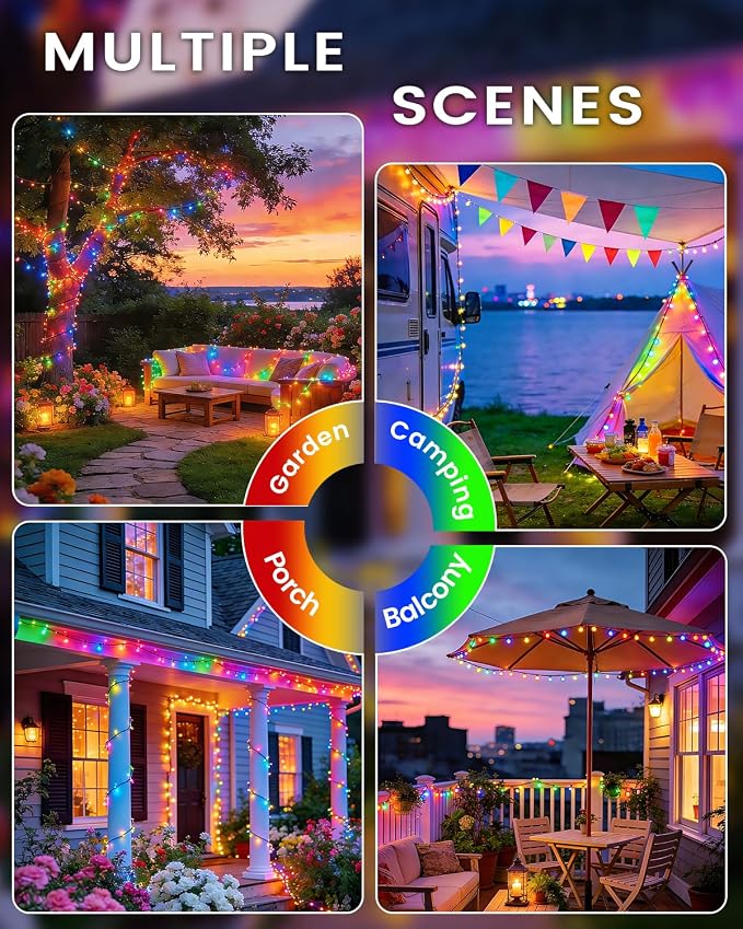 OZS 2PK 240LED Multicolor Solar Christmas Lights Outdoor Waterproof, String - Image 6