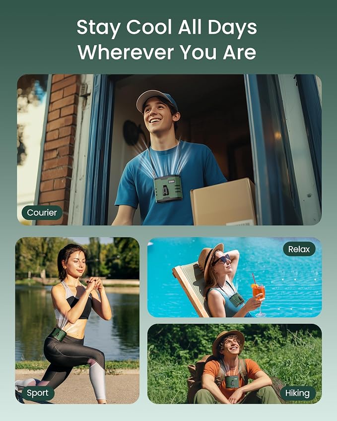 10000mAh Portable Waist Rechargeable Fan, Clip on Belt Fan - Image 8