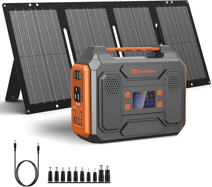 Portable Solar Generator, 300W Portable Power Station by ZeroKor