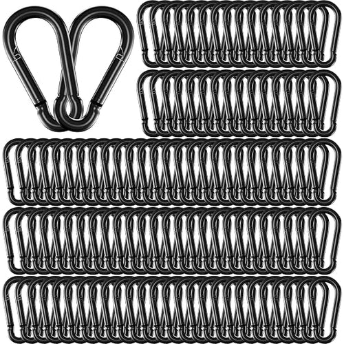 100 Pack 3" Heavy Duty Spring Snap Hook Carabiners, M8 5/16" Galvanized Steel by SEUNGCH