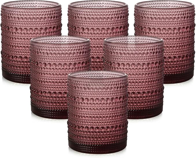 ZMOWIPDL Vintage Glassware Drinking Glasses Set of 6, 12 oz Hobnail Glass Cups by ZMOWIPDL