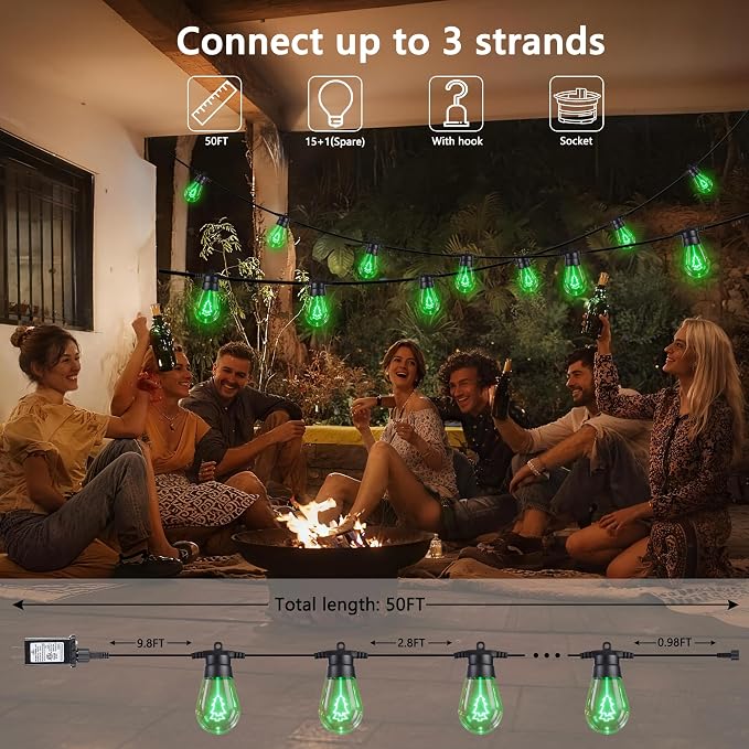 LED Outdoor String Lights, 50FT Patio Lights - Image 3