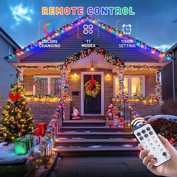 JMEXSUSS Color Changing Christmas Lights, 66ft 200 LED Warm White & Multicolor - Image 3