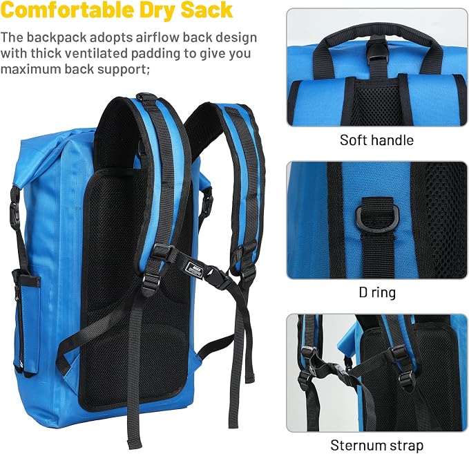 MIER Dry Bag Waterproof Backpack 30L Dry Sack Heavy Duty Roll-Top Closure - Image 4