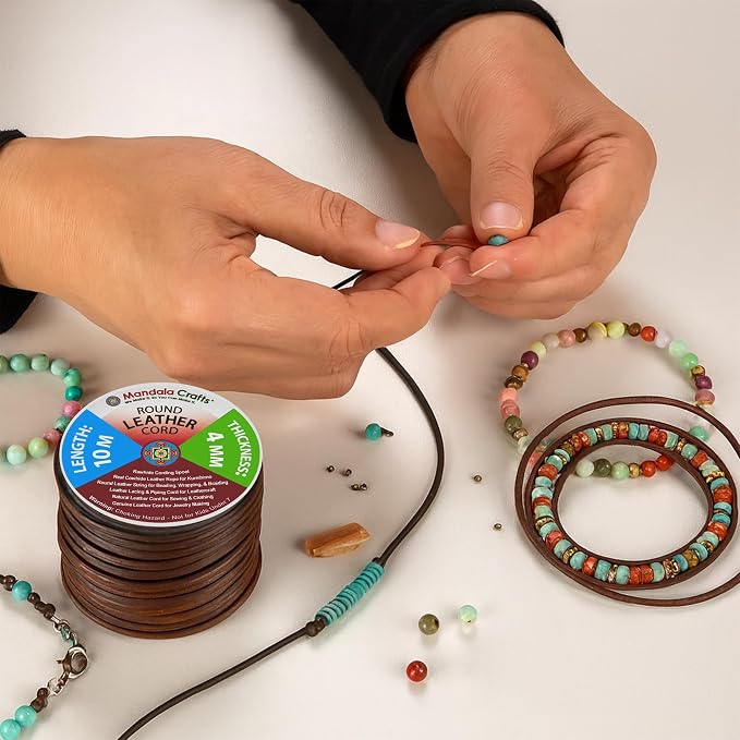 Mandala Crafts Round Genuine Silver Leather Cord - Image 6