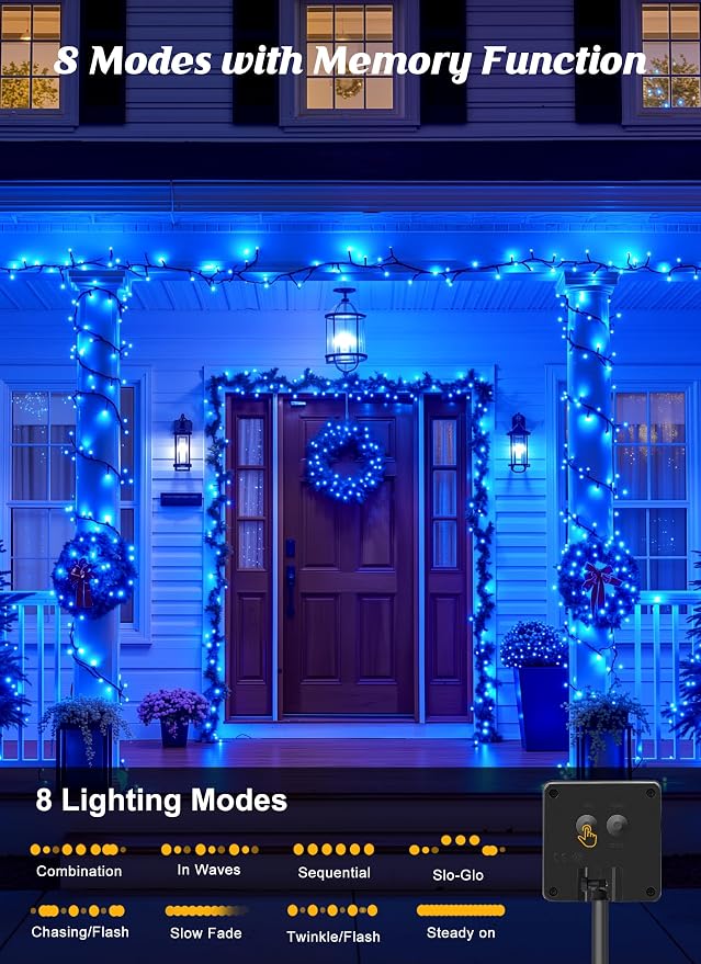 Brightown 2 Pack Solar String Lights Outdoor, Total 80FT 200 LED Solar Powered - Image 3