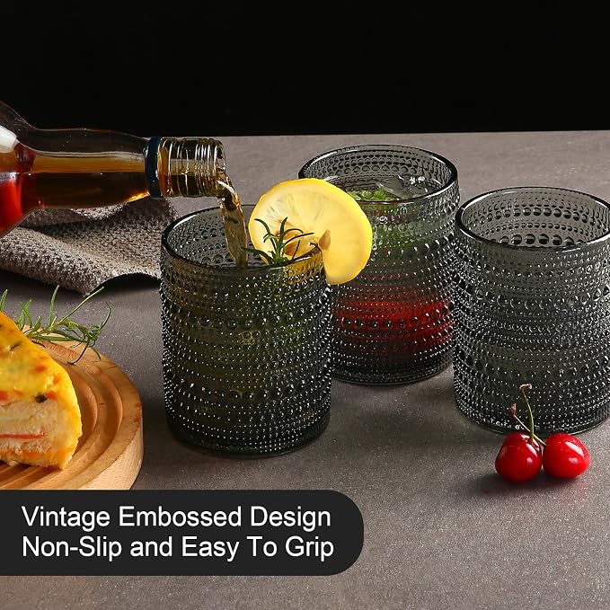 ZMOWIPDL Vintage Glassware Drinking Glasses Set of 6, 12 oz Hobnail Glass Cups - Image 7