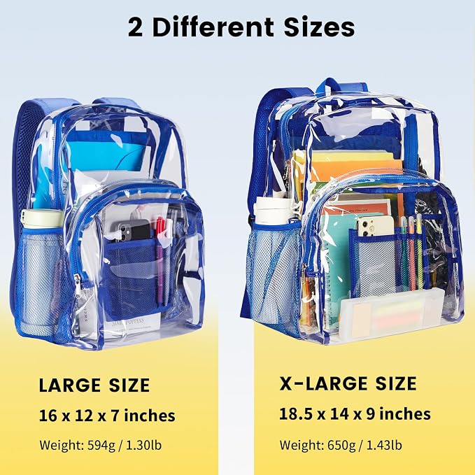 Vorspack Clear Backpack Heavy Duty PVC Transparent Backpack Extra Large Clear - Image 2